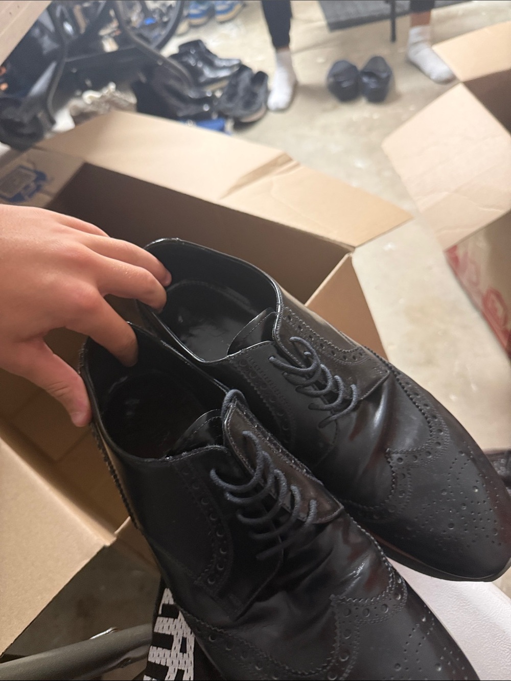 Classic Men's Black Wingtip Dress Shoes